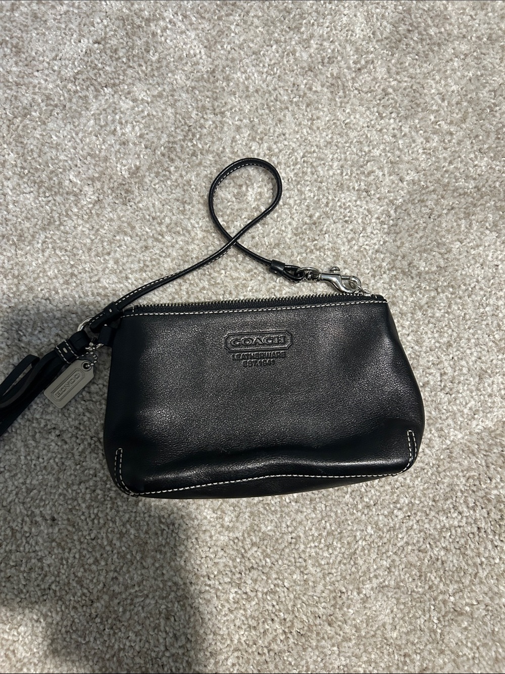Coach Black Leather Wristlet with Removable Strap